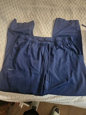 healing hands Navy Elastic Waist Drawstring Scrub Pants